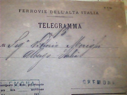 BUSTA FRANCHIGIA TELEGRAMMA FERROROVIE ALTA ITALIA  X STAZIONE CREMONA 1870  IL2970 - Altri & Non Classificati