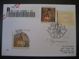 Osterreich- Advent 1150 Wien 1.12.2000, FDC Reko Mit Automatenmarke - Timbres De Distributeurs [ATM]