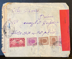 WW2 LETTRE DE BEIT CHEBAB LIBAN 1941 CENSUREE 3 FOIS => COTE D'IVOIRE COVER COLONIES FRANCE - Covers & Documents