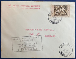 LETTRE MADAGASCAR N° 331 1er VOL AVION VAUTOUR, D'ARIVONIMAMO LE 3/4/1960, POUR TAMATAVE  TTB - Posta Aerea