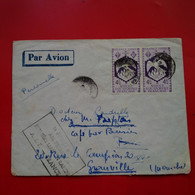 LETTRE A.E.F PREMIERE LIAISON RAIDE AIR FRANCE PAR AVION TCHAD FORT LAMY POUR GRANVILLE - Brieven En Documenten