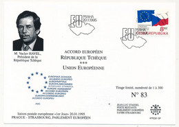 TCHEQUIE - Env Affr. 8 KC - Accord Européen République Tchèque / Union Européenne - 20/1/1995 - Storia Postale