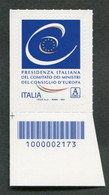 ITALIA 2021 - PRESIDENZA ITALIANA DEL COMITATO DEI MINISTRI DEL CONSIGLIO D'EUROPA - CODICE A BARRE -  MNH** 432 - Code-barres