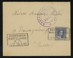 [04411] Luxembourg 1915 Cvr. To BASSEL, CH With Duchess Marie-Adelaide 25c Blue Tied By NOERDANGE-MARTELANGE Framed Pmk - 1914-24 Marie-Adélaïde