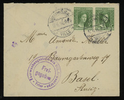 [04418] Luxembourg 1916 Cover To BASEL, Switzerland, Bearing Duchess Marie-Adelaide 12 1/2c Green Pair - 1914-24 Marie-Adélaïde