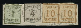 [04451] Alsace-Lorraine 1870 Small Piece Bearing 1c+4c+10c(x2), All Tied Up By Reichshofen Pmks, Very Fresh, Yvert 1,3,5 - Other & Unclassified