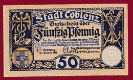 Allemagne 1 Notgeld  De 50 Pf Stadt  Coblenz Dans L 'état  N °210 - Sammlungen