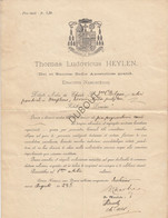 Brief Van Bisschop Van Namen, Thomas Ludovicus Heylen 1912 , Gericht Aan Pastoor Van Hemptinne, Bisdom Namen  (V608) - Manuscrits