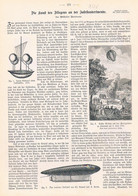 A102 948 - Kunst Des Fliegens Fesselballon Luftschiff Lilienthal Artikel Von 1899 !! - Other & Unclassified