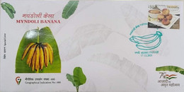 India 2021 Myndoli Banana GI Tag Special Cover Fruit, Juice Health, Food, Cusine, Gastronomy (**) Inde Indien - Lettres & Documents