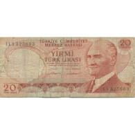 Billet, Turquie, 20 Lira, 1970, 1970-01-14, KM:187b, B - Turkey