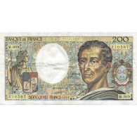 France, 200 Francs, Montesquieu, 1989, TTB+, Fayette:70.9, KM:155c - 200 F 1981-1994 ''Montesquieu''