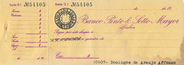 Portugal , Banco Pinto & Sotto Mayor ,  Cheque , Check , White Seal Revenue $05, Early 20 Century - Schecks  Und Reiseschecks