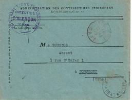 1932 - Envel En Franchise  Des Contributions Indirectes D'Alençon - Modèle N° 261 Bis -Cachet "IMPRIMES PARIS P.P 45". - Cartas Civiles En Franquicia