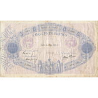 France, 500 Francs, Bleu Et Rose, 1939, 1939-05-19, TB, Fayette:31.33, KM:88c - 500 F 1888-1940 ''Bleu Et Rose''