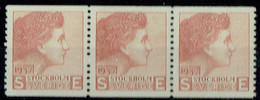 Sweden 1937. Test Stamp By Sven Ewert.  Brown Color.  3-strip MNH. - Essais & Réimpressions