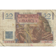 France, 50 Francs, Le Verrier, 1946, 1946-05-16, AB, Fayette:20.4, KM:127a - 50 F 1946-1951 ''Le Verrier''