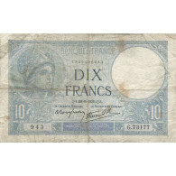 France, 10 Francs, Minerve, 1939, 1939-09-28, B, Fayette:07.9, KM:84 - 10 F 1916-1942 ''Minerve''