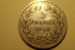 5 Francs Louis-Philippe TÊTE LAUREE 1838 BB. ( STRASBOURG ) TTB - ARGENT - SILVER TRANCHE EN RELIEF - 5 Francs