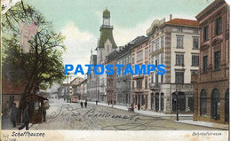 177150 SWITZERLAND SCHAFFHAUSEN STATION TRAIN STREET & TRAMWAY CUT CORNER POSTAL POSTCARD - Hausen Am Albis 