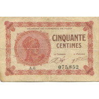 France, Paris, 50 Centimes, 1920, TB, Pirot:97-10 - Chambre De Commerce