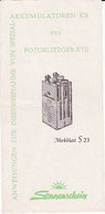 Merkblatt 23 Betrieb Akkumulatoren Photographie Kamera Photoapparat Fotografie - Shop-Manuals