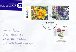 New Zealand 2021 Whanganui Sweet Pea Lathyrus Odoratus Daffodil Narcissus Pseudonarcissus Alpine Daisy Cover - Storia Postale