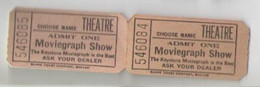2 Tickets D'Entrée / MOVIEGRAPH SHOW: Theatre/ Admit One /The Keystone Moviegraph Is The Best/Vers 1930-50   TCK231 - Tickets - Vouchers