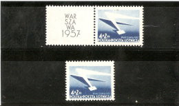 POLOGNE POSTE AERIENNE DE 1957   N° 40 AVEC ET SANS VIGNETTE DE L EXPOSITION NEUF ** MNH - Nuovi