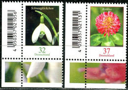 BRD - Mi 3655 / 3656 ◳ ✶✶ # (D) - 32-37c Blumen Schneeglöckchen Rotklee ,  Ausg.: 03.01.2022 - Neufs