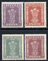 India 1958-71 Official Set Of 4 High Values (1r, 2r, 5r & 10r) Unmounted Mint, SG O186-89 - Nuevos