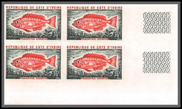 93829b Cote D'ivoire N°356 Priacanthus Poisson Fish 1973 Bloc 4 Non Dentelé Imperf ** MNH - Costa De Marfil (1960-...)