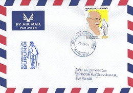 Burundi 2021 Bujumbura Mahatma Gandhi 1850f Special Handstamp Cover - Used Stamps