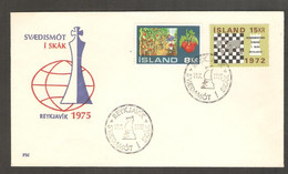 Iceland 1975 Reykjavik - Chess Cancel On Commemorative Envelope, Chess Stamp - Echecs