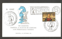 Italy 1970 Marostica - Round And Meter Cancel On Chess Commemorative Envelope - Echecs