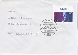 Germany Deutschland 1988 FDC 75. Todestag August Bebel, German Socialist Politician, Writer And Orator, Canceled In Bonn - 1981-1990