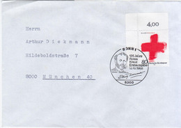 Germany Deutschland 1988 FDC 125 Jahre Rotes Kreuz, Henry Dunant Jean-Henri Dunant, Red Cross,  Bonn - 1981-1990