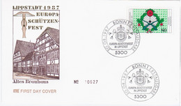 Germany Deutschland 1987 FDC Europa Schützenfest Lippstadt, Europe Championship Shooting, Bonn - 1981-1990