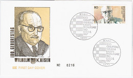 Germany Deutschland 1987 FDC Wilhelm Kaisen, German Politician, Bonn - 1981-1990