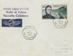 1957- Enveloppe Par Avion De MATA-UTU ( Wallis Et Futuna ) 1ère Liaison Aérienne Avec La Nlle Calédonie - Lettres & Documents