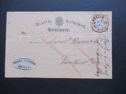 DR Reichspost Brustschild Nr.18 EF Postkarte Sauberer Stempel K1 Berlin N.1 P.A. 45 Vom 6.4.1873 Nach Frankfurt - Brieven En Documenten