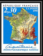 France N°2662 Institut Géographique National Carte De France 1990 Cote 30 Non Dentelé ** MNH (Imperf) - Non Dentellati