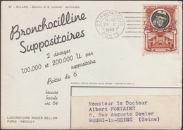 Vatican 1956 Y&T 179, Michel 195 Sur Carte Publicitaire, Laboratoire Pharmaceutique. 12 L Imprimé étranger - Brieven En Documenten