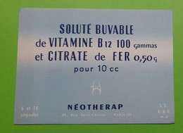 Buvard 1089 - Laboratoire - NEOTHERAP - Etat D'usage: Voir Photos - 13.5 X 10 Cm Environ - Années 1950 - Produits Pharmaceutiques