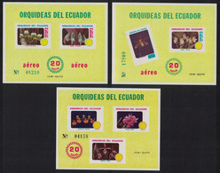 Ecuador Orchids 3 MSs COMPLETE 1980 MNH SG#MS1835 MI#Block 100-102 - Ecuador