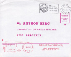 Denmark Slogan Flamme 'Museum' HADERSLEV Hadersleben 1980 Receiver Paid Cover CHOKOLADE & MARCIPANFABRIK Ballerup - Máquinas Franqueo (EMA)