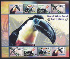 Guyana Birds WWF Toucans MS 2003 MNH SG#MS6410 MI#7626-7629 SC#3792 A-d - Guyane (1966-...)