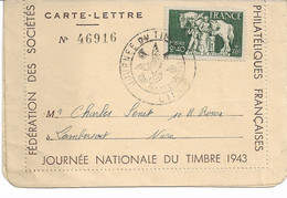 Carte-Lettre LILLE Journée Du Timbre 1943 TP " Famille Du Prisonnier " - 1921-1960: Modern Period