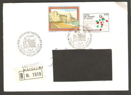 Italy 1988 Castelvetro Piacentino - Chess Cancel On Registered Envelope + Receipt - Echecs