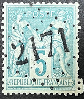 N°75 5c Vert, Obl Jour De L' An N°2171 - 1876-1898 Sage (Tipo II)